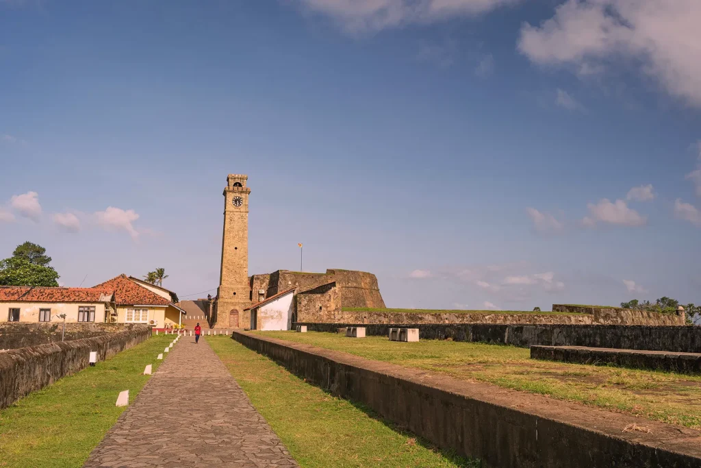 galle fort clock tower and ramparts walkway