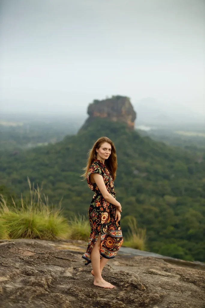 view of sigiriya rock from pidurangala sri lanka